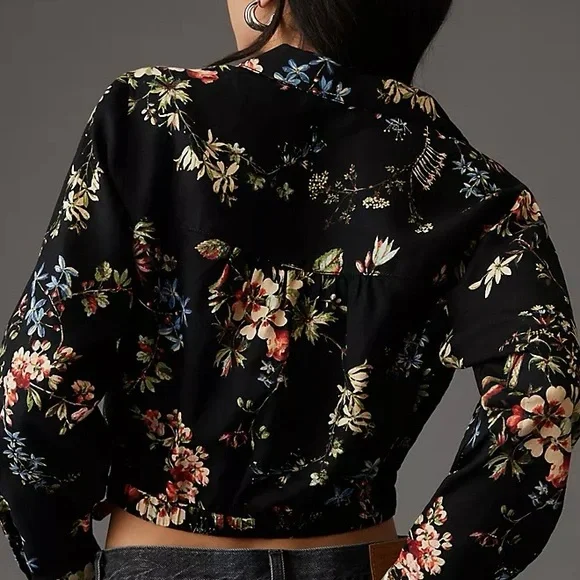 Anthropologie Pilcro Cropped Waist-Tie Blouse L - Picture 3 of 12